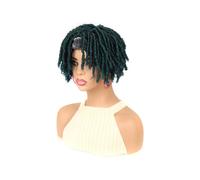 Peluca trenzada bonita clásica, pelucas fáciles de manejar y pelucas cortas trenzadas sintéticas for regalo de fiestas de conciertos de Halloween (Color : Green, Size : 25cm/10in)