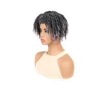 Peluca trenzada bonita clásica, pelucas fáciles de manejar y pelucas cortas trenzadas sintéticas for regalo de fiestas de conciertos de Halloween (Color : Mix gray, Size : 25cm/10in)