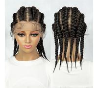 Peluca Trenzada En Caja De Encaje Cornrow, Pelucas Delanteras De Encaje Sintético Para Mujeres, Peluca Con Trenzas Con Pelo De Bebé, Pelucas Trenzadas