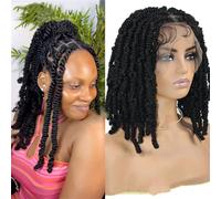 Peluca Trenzada En Caja Sintética, Peluca Con Malla Frontal, Pelucas Trenzadas, Peluca Dreadlock, Pelucas Cortas Sin Nudos De 12 "Para Mujeres Negras