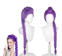 Peluca trenzada morada para cosplay para niñas, peluca larga para disfraz de anime de Halloween, fibra sintética resistente al calor, gorra ajustable ligera y transpirable (Purple-adults)