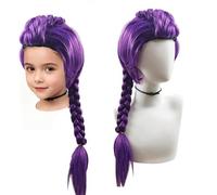 Peluca trenzada morada para cosplay para niñas, peluca larga para disfraz de anime de Halloween, fibra sintética resistente al calor, gorra ajustable ligera y transpirable (Purple-kids)