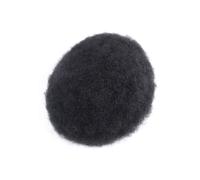 Peluca Tupé afro rizado for hombre, base redonda, monofilamento fino y NPU, de 8" x 10"