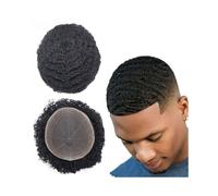 Peluca Tupé afro rizado for hombres negros, sistema de reemplazo cabello humano con encaje completo, prótesis capilar for 8 x 10 pulgadas(10mm)
