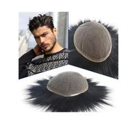 Peluca Tupé de cabello humano con base encaje completo for hombres, línea natural, sistema reemplazo liso(8x10)