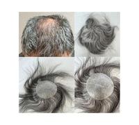 Peluca, Tupé de cabello humano europeo for hombre - 8×8 cm, piel fina de PU, base completa de PU for reemplazo de zonas calvas, Cabello de tupé