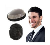 Peluca, Tupé de encaje francés frontal for hombre - Monofilamento duradero, revestimiento de poliéster de 2,54 cm, n.° 1B, densidad de cabello humano 130%, Cabello de tupé(6x8icnh)