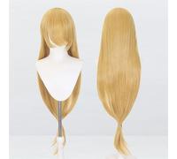Peluca universal extralarga de 120 cm/47,2 pulgadas, peluca larga y recta con flequillo for Cosplay DIY fiesta de Halloween estilo de vestido Lolita(Gold-1)