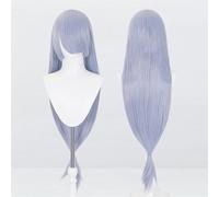Peluca universal extralarga de 120 cm/47,2 pulgadas, peluca larga y recta con flequillo for Cosplay DIY fiesta de Halloween estilo de vestido Lolita(Gray-purple)