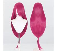 Peluca universal extralarga de 120 cm/47,2 pulgadas, peluca larga y recta con flequillo for Cosplay DIY fiesta de Halloween estilo de vestido Lolita(Rose red)