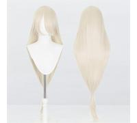 Peluca universal extralarga de 120 cm/47,2 pulgadas, peluca larga y recta con flequillo for Cosplay DIY fiesta de Halloween estilo de vestido Lolita(Gold-4)