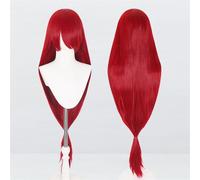 Peluca universal extralarga de 120 cm/47,2 pulgadas, peluca larga y recta con flequillo for Cosplay DIY fiesta de Halloween estilo de vestido Lolita(Red)