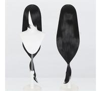 Peluca universal extralarga de 120 cm/47,2 pulgadas, peluca larga y recta con flequillo for Cosplay DIY fiesta de Halloween estilo de vestido Lolita(Black)