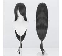 Peluca universal extralarga de 120 cm/47,2 pulgadas, peluca larga y recta con flequillo for Cosplay DIY fiesta de Halloween estilo de vestido Lolita(Natural black)