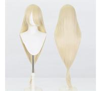Peluca universal extralarga de 120 cm/47,2 pulgadas, peluca larga y recta con flequillo for Cosplay DIY fiesta de Halloween estilo de vestido Lolita(Gold-3)