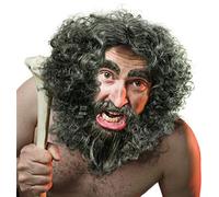 Peluca y barba + cejas hombre prehistórico | hombre de Neanderthal | gnomo de madera | ermitaño en gris/gris oscuro para carnaval o fiesta de disfraces