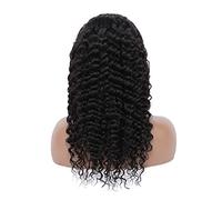 Pelucas 10-30 pulgadas de largo recto pelo rizado encaje cabeza cubierta 13*4 CM red transparente más vendaje puede flotar la peluca de pelo Real cubierta de la cabeza Peluca de mujer(Color:Curly hair