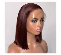 Pelucas 180% de densidad 12-16 pulgadas cortadas cortadas sedosas sintéticas sintéticas sintéticas pelucas frontales for mujeres fibra de calor Cabello Natural (Color : Burgundy, Size : 12inches)