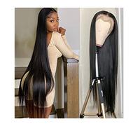 Pelucas 30 40 pulgadas de largo lecho recto peluca frente 13x4 HD Frontal Frontal Frontal Pelucas de alta densidad for mujeres Brasileño Straight Human Hair Wig Cabello Natural(Color:12inches)