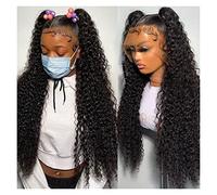 Pelucas 30 40 pulgadas de onda profunda rizado 360 pelucas de cabello humano frontal de encaje brasileño 4x4 cierre de encaje peluca de onda de agua suelta for mujeres negras Peluca de mujer(Color:13x