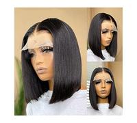 Pelucas 4x4 Straight Bob Cordillo Cierre de encaje Pelucas for el cabello humano Brasileño Remy Short BOB WIG 150 DENSIDAD PEQUEÑA PELUCKED NUDOS BLANCHED PELOS for MUJER Cabello Natural(Size:13x6x1 L