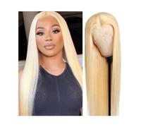 Pelucas 613 Honey Blonde T Part Lace Front Pelucas con pelo de bebé, Pelucas de cabello humano lacio pre arrancado Rubio largo y recto 13X4X1 Peluca frontal de encaje Pelucas de uso diario for niñas(2
