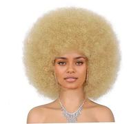 Pelucas afro cortas de los años 70 para mujeres negras, peluca afro rizada sintética de aspecto natural, pelucas peludas y hinchables para discoteca, fiesta, cosplay, uso diario, doradas...
