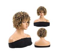Pelucas afro cortas y rizadas con flequillo for mujeres negras, sintéticas, resistentes al calor y esponjosas, de 8 pulgadas. Wiglets(1BT27#)