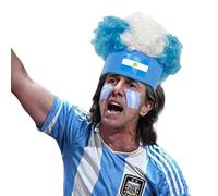 Pelucas afro de la bandera de Argentina - Peluca rizada colorida para fanáticos del fútbol, diadema ligera de disfraz de carnaval, peluca de fiesta con fibras sintéticas suaves | Accesorio para