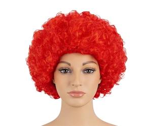 Pelucas afro rizadas con pelo hinchable para disfraz de fiesta, accesorio de discoteca, unisex, temática de los años 60, 70, 80, color rojo