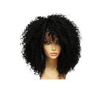 Pelucas Afro Rizadas De 16 Pulgadas For Mujeres Negras, Peluca Corta De Aspecto Natural Con Flequillo, Cabello Sintético Sin Encaje Frontal For Fiestas Diarias. Adorno de pelo para mujer(Black)