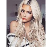 Pelucas blancas Omber Women Long Mullido rizado ondulado Oscuro Roots Pelo para niña Resistente al calor Peluca de cosplay sintética 26 pulgadas chenghuax