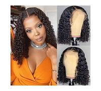 Pelucas Bob corta onda profunda encaje frontal peluca 13x4 encaje frontal peluca medio marrón cordón brasileño corto rizado pelo humano pelucas for las mujeres Peluca de mujer (Color : 180%, Size :