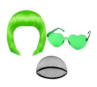 Pelucas Bob Cortas Para Mujer,Tocado de Cosplay Neón,Peluca para Halloween | Para Actuaciones En Escena Convenciones De Cómics De Disfraces Mascaradas Actores De Teatro