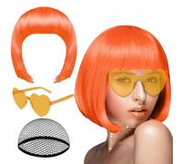 Pelucas Bob Cortas Para Mujer - Tocado de Neón para Cosplay,Set de Peluca Bob y Gafas de Sol,para Actuaciones Escénicas Creadoras de Contenido Eventos Temáticos de Disfraces para Mujeres