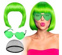 Pelucas Bob Cortas Para Mujer,Tocado Neon Para Role Play,Peluca Para Disfraces De Carnaval - Para de Disfraces, Teatro, Carnaval y Conciertos