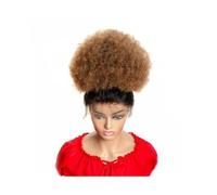 Pelucas brasileñas Remy de 10 pulgadas, color natural, con extensiones de cabello humano con clip, coleta rizada afro con cordón ajustable, estilo Remy. Wiglets(Brown)