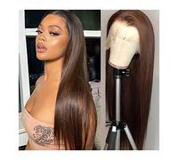 Pelucas Brasileño 13x4 óseo de encaje recto frente cabello humano pelucas for las mujeres marrón recto 4x4 encaje cierre peluca pre arranque 13x1 t parte peluca encaje transparente Cabello Natural(Col