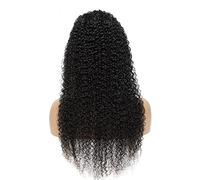 Pelucas Coberturas for la cabeza de cabello real de 10-30 pulgadas Coberturas for la cabeza en forma de T de 4 × 4,13 × 4, cabello largo y rizado negro rizado pequeño, cabello rizado ondulado for niña