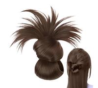Pelucas con clip en forma de flequillo - Clip de pelo y desordenado Caos Bun marrón oscuro con reflejos | Ligero, natural y cómodo, pelo de moco diario que aumenta el volumen del cabello para