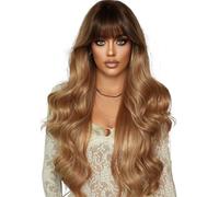 pelucas con flequillo prolijo para mujeres Cabello largo, peluca con ondas grandes, cabeza completa, parte superior, cabello rizado de alto nivel for damas ondulado rizado