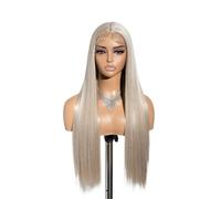 pelucas con flequillo prolijo para mujeres Fibra da alta temperatura rubia sintética de las pelucas 30inch del frente cordón la peluca blanca recta ondulado rizado