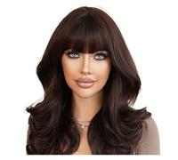 pelucas con flequillo prolijo para mujeres Peluca, Cobertura Completa for La Cabeza, Cabello Rizado for Mujer, Ondas Grandes, Clavícula De Longitud Media ondulado rizado