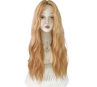 pelucas con flequillo prolijo para mujeres Peluca de pelo largo dividido naranja con ondas grandes, conjunto cabeza completa for mujer ondulado rizado
