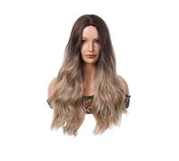 pelucas con flequillo prolijo para mujeres Peluca de pelo largo y rizado degradado con ondas grandes, cubierta cabeza completa seda alta temperatura for mujer ondulado rizado