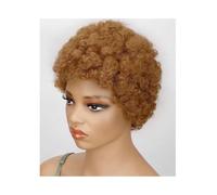 pelucas con flequillo prolijo para mujeres Pelucas afro rizadas, pelucas cortas marrones, rubias de duendecillo, cabello humano hechas a máquina ondulado rizado(Medium Brown)