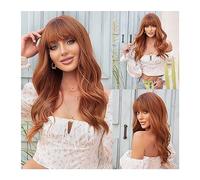 pelucas con flequillo prolijo para mujeres Pelucas de cobre rojo marrón naranja con flequillo pelucas sintéticas de ondas de agua largas for mujeres Afro Ginger Cosplay peluca resistente al calor diar