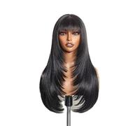 pelucas con flequillo prolijo para mujeres Pelucas rectas del cabello humano hueso de la peluca cordón parte media 3X1 con flequillo for las mujeres, densidad 250 ondulado rizado(18inches)