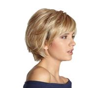 Pelucas cortas con flequillo, Peluca rubia corta para mujer, pelo sintético natural liso, pelucas cortas de fibra sintética para mujer, peluca diaria Cosplay fiesta