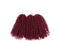 Pelucas cortas de 8 pulgadas, 3 mechones de cabello rizado de ganchillo for mujeres negras, peluca trenzada rizada Easy Installation and Removal(Red)